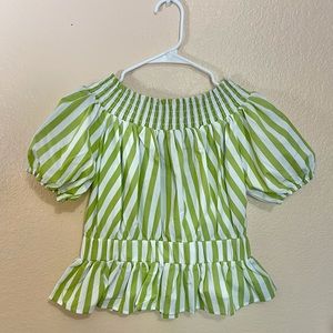 Vibrant Green & White Peplum Top